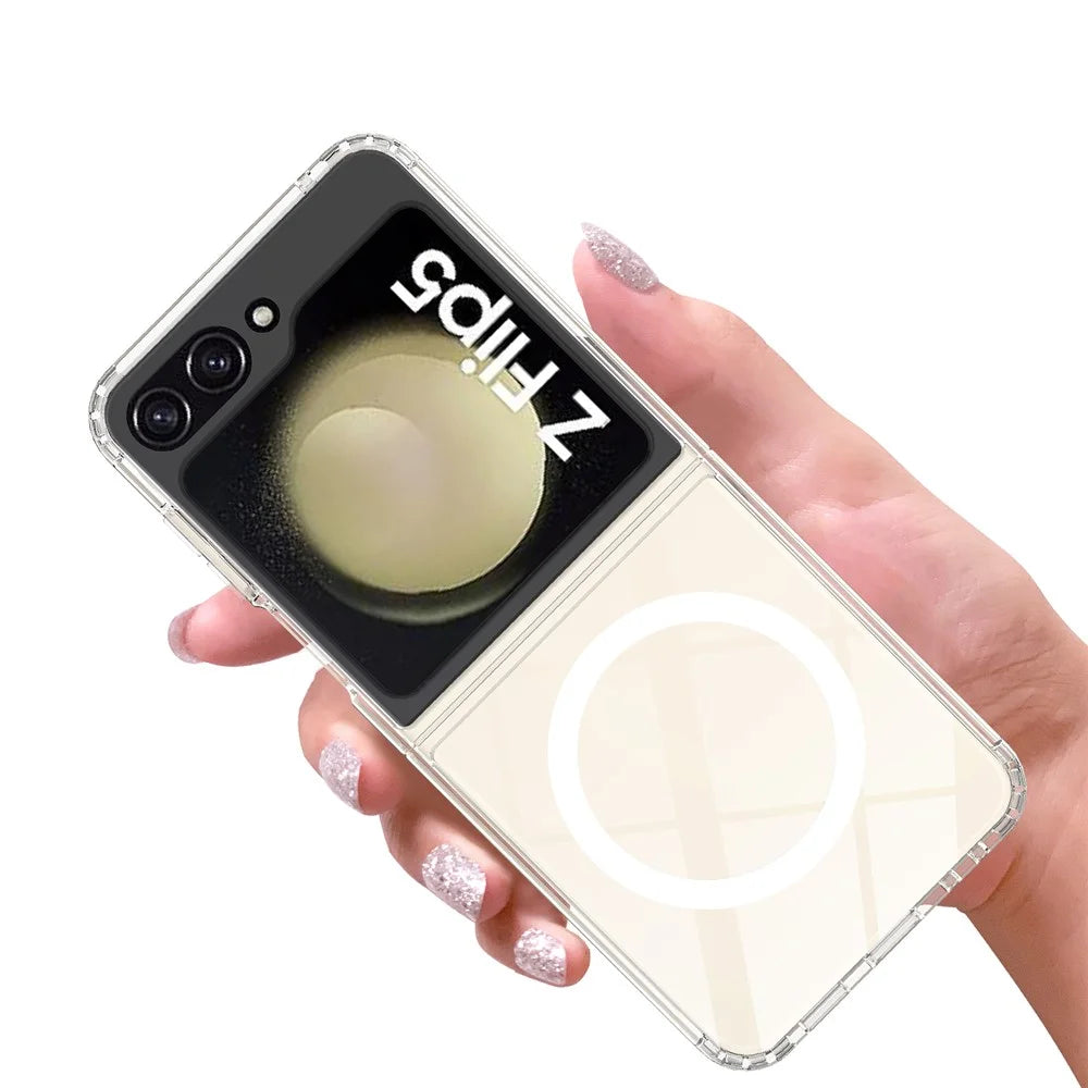 For Samsung Galaxy Z Flip5 5G Transparent Phone Case Acrylic+TPU Phone Cover Magnetic Case - 6