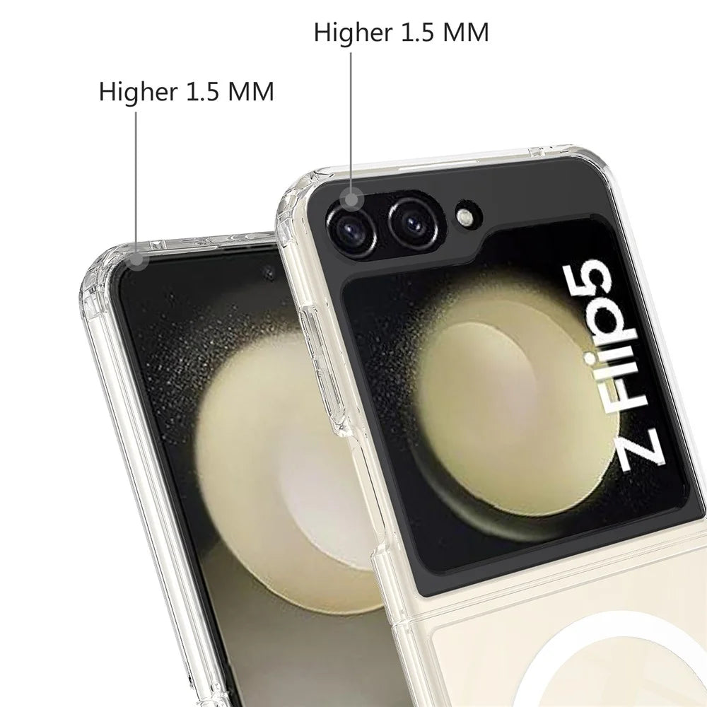 For Samsung Galaxy Z Flip5 5G Transparent Phone Case Acrylic+TPU Phone Cover Magnetic Case - 7