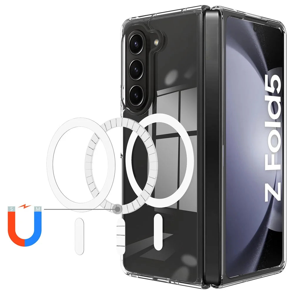 For Samsung Galaxy Z Fold5 5G Magnetic Case Magnetic Case Acrylic+TPU Clear Phone Cover - 2