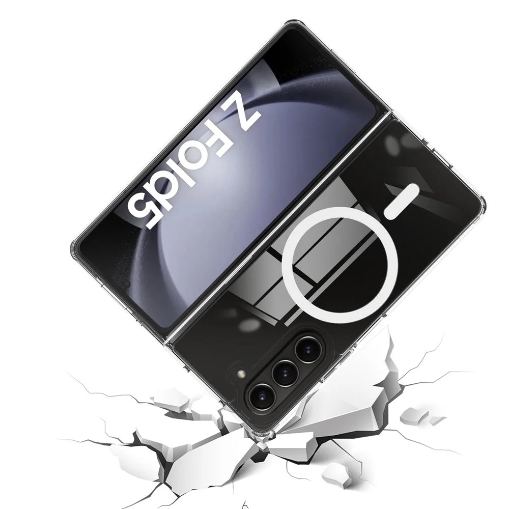 For Samsung Galaxy Z Fold5 5G Magnetic Case Magnetic Case Acrylic+TPU Clear Phone Cover - 5