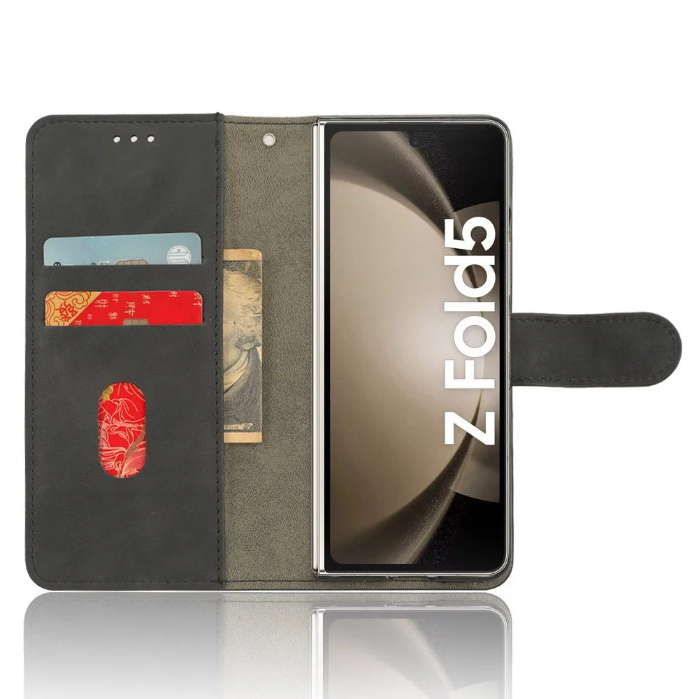 For Samsung Galaxy Z Fold5 5G Wallet PU Leather Case Stand Skin-touch Full Protection Phone Cover - Black - 2