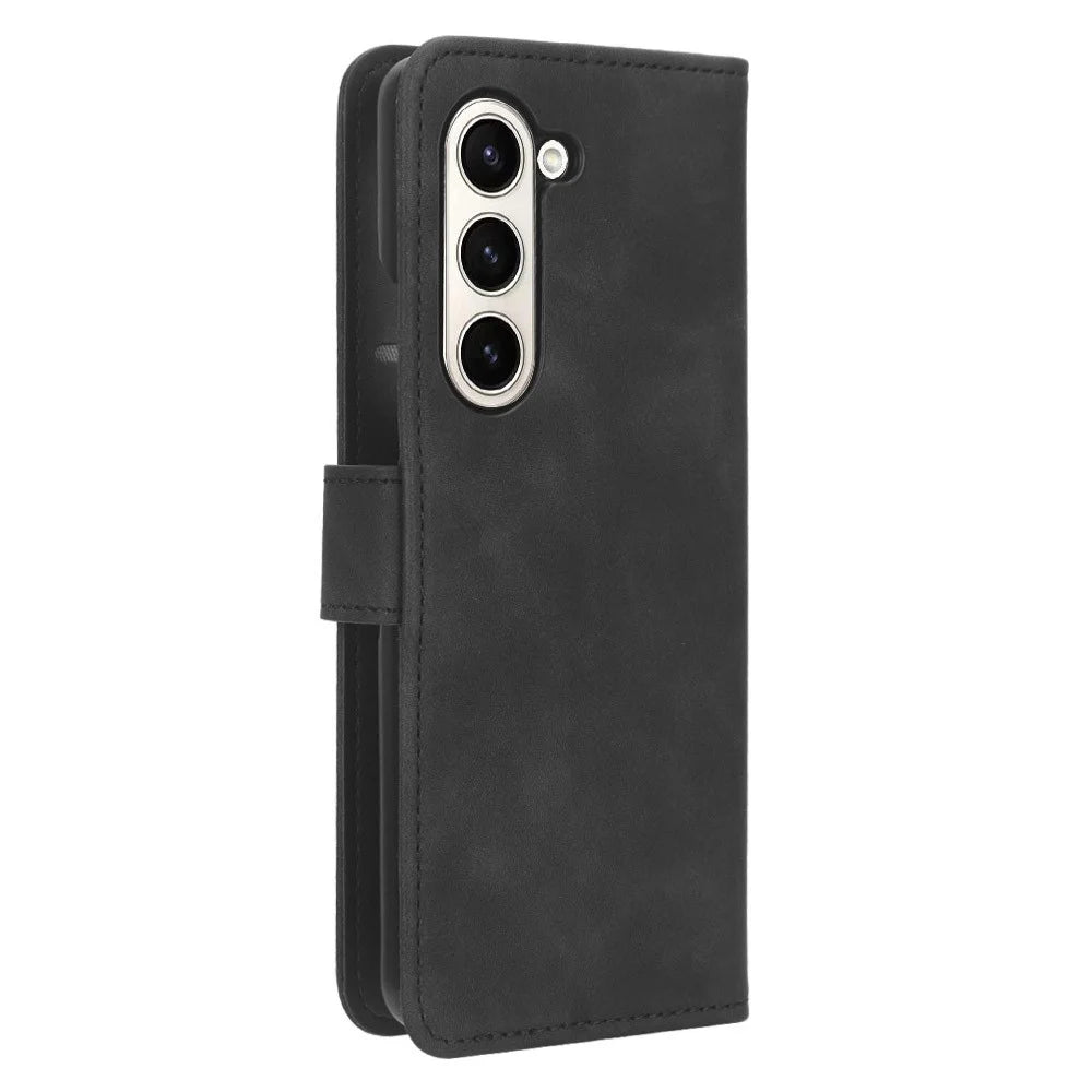 For Samsung Galaxy Z Fold5 5G Wallet PU Leather Case Stand Skin-touch Full Protection Phone Cover - Black - 5