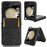 For Samsung Galaxy Z Flip5 5G PU Leather Phone Case with Card Holder Imprinted Dot Pattern Phone Cover - Black - 1