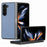 JUNSUNMAY Protective Case for Samsung Galaxy Z Fold5 5G Carbon Fiber Texture PU+PC Phone Shell - Blue - 2