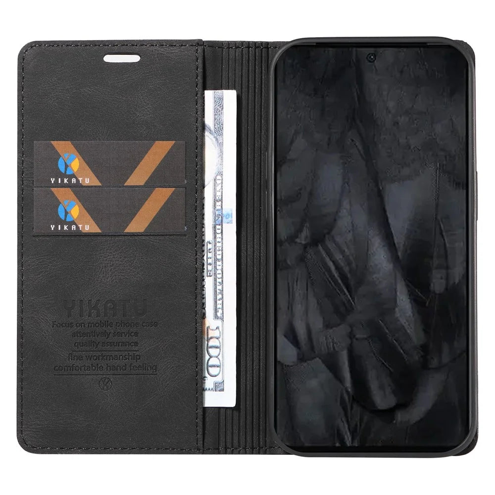 YIKATU YK-004 For Google Pixel 8 Pro Skin-touch Leather Cover Viewing Stand Shell Wallet Phone Case - Black - 2