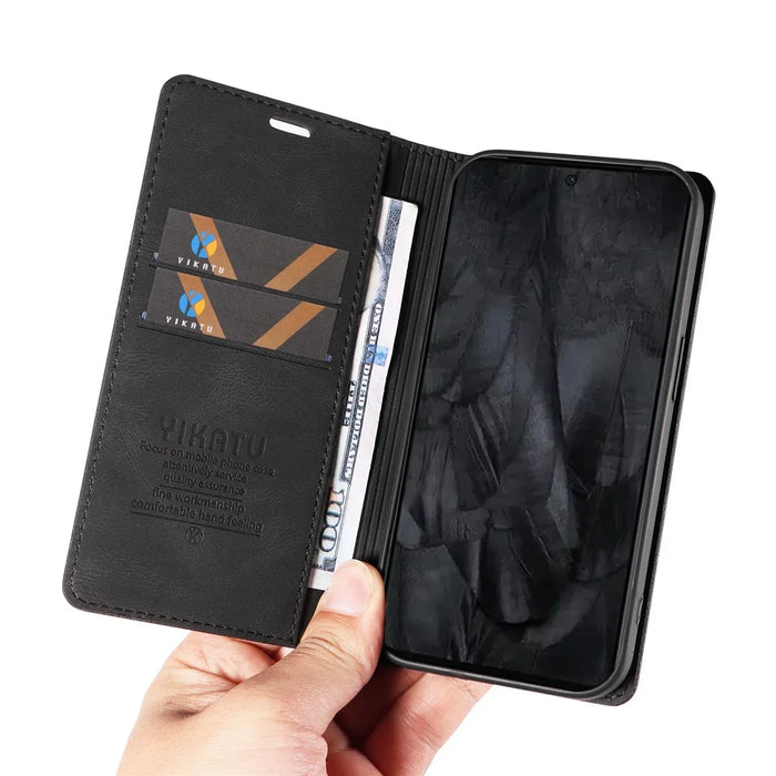 YIKATU YK-004 For Google Pixel 8 Pro Skin-touch Leather Cover Viewing Stand Shell Wallet Phone Case - Black - 6