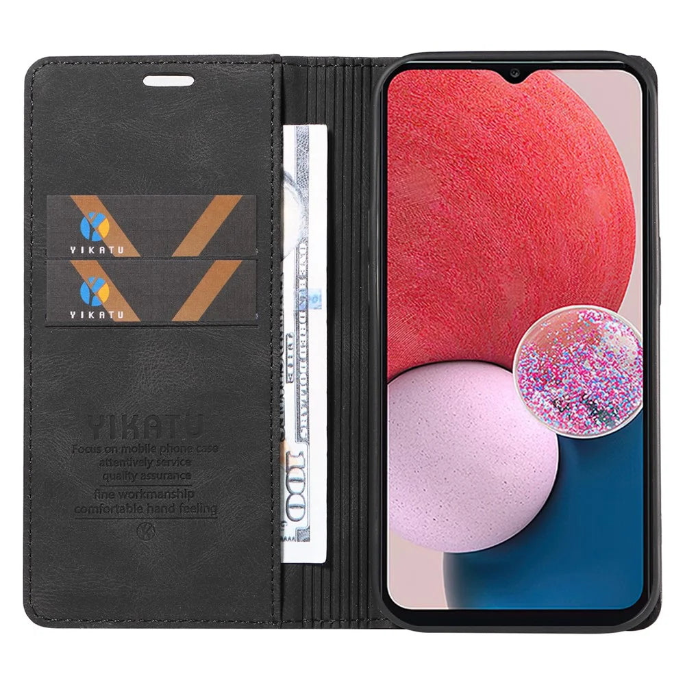YIKATU YK-004 For Samsung Galaxy A32 5G / M32 5G Skin-touch Flip Stand Cover PU Leather Wallet Phone Case - Black - 2