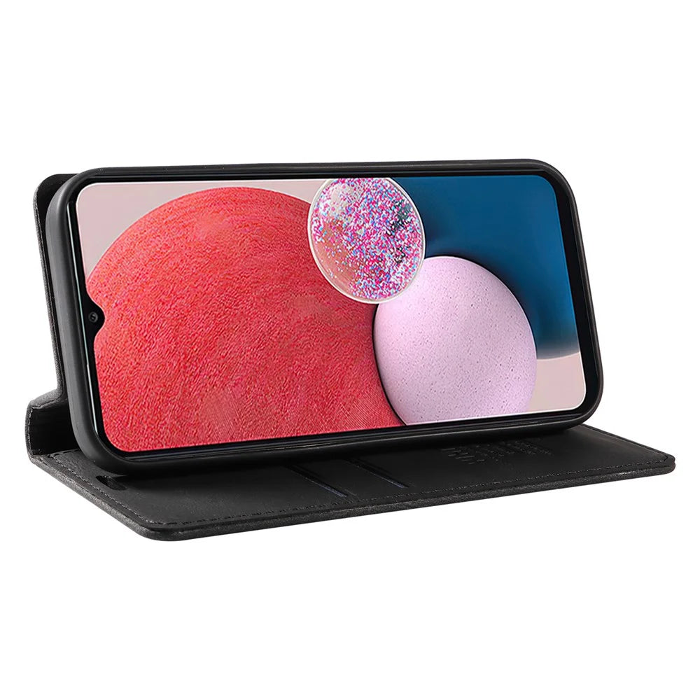 YIKATU YK-004 For Samsung Galaxy A32 5G / M32 5G Skin-touch Flip Stand Cover PU Leather Wallet Phone Case - Black - 3