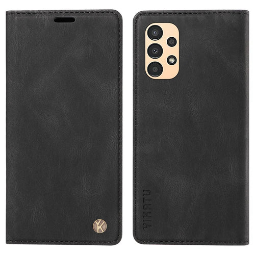 YIKATU YK-004 For Samsung Galaxy A52 4G / A52s 5G / A52 5G Skin-touch Leather Phone Case Anti-fall Wallet Stand Cover - Black - 1