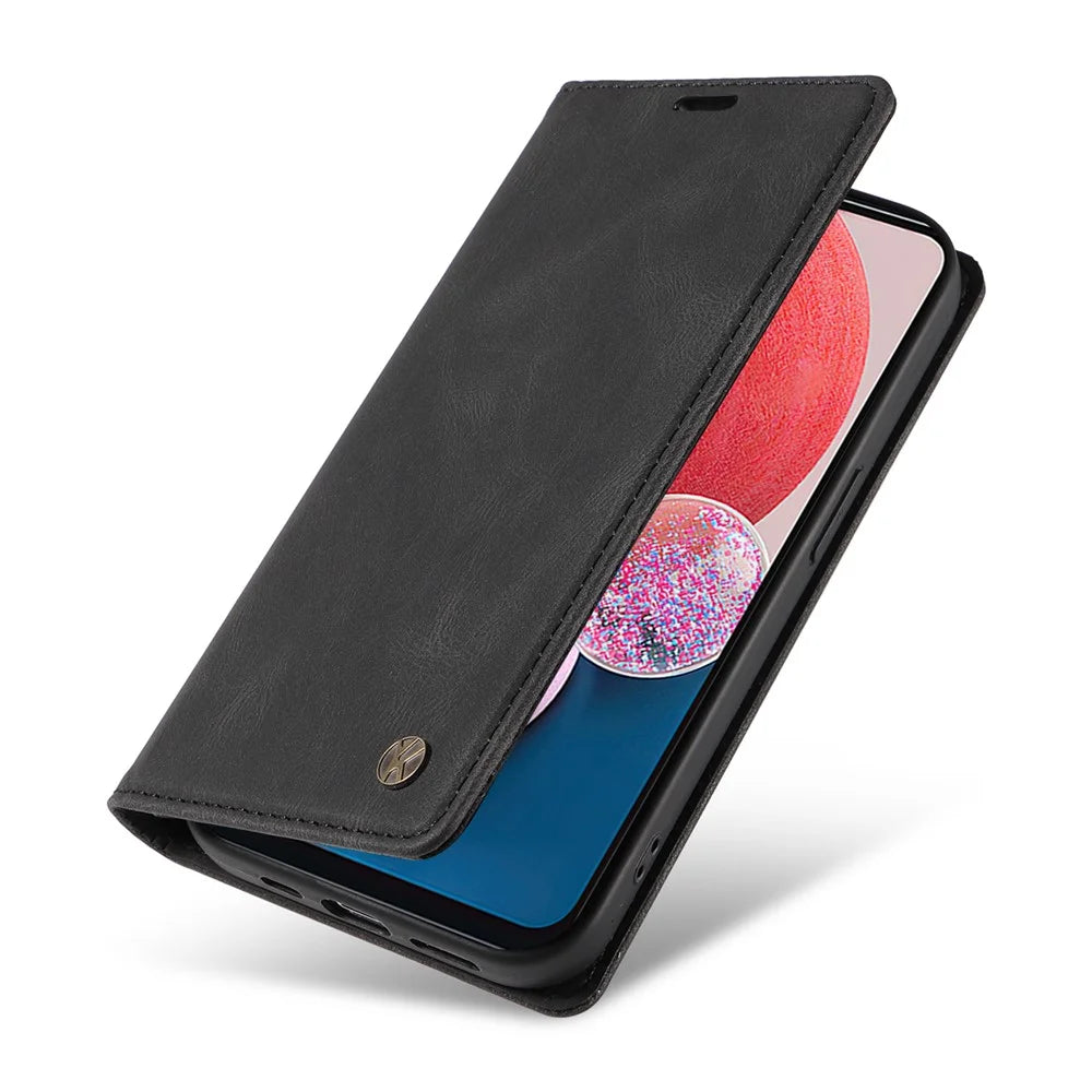 YIKATU YK-004 For Samsung Galaxy A52 4G / A52s 5G / A52 5G Skin-touch Leather Phone Case Anti-fall Wallet Stand Cover - Black - 5