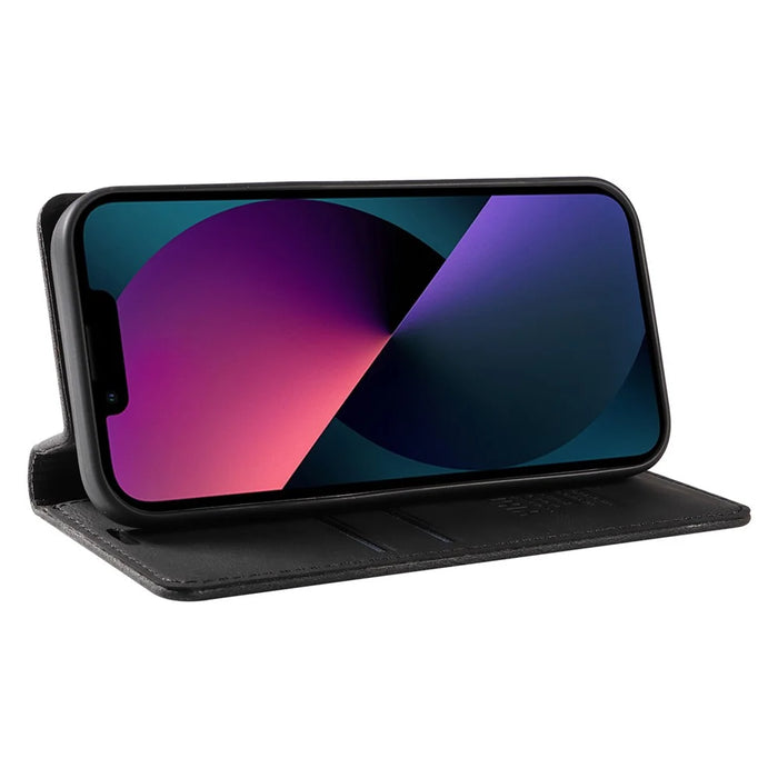 YIKATU YK-004 For iPhone 15 Magnetic Auto-absorbed PU Leather Shell Phone Wallet Stand Cover - Black - 3