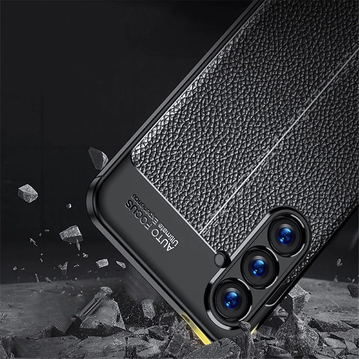 For Samsung Galaxy S23 FE Anti-scratch Phone Case Litchi Texture Phone TPU Cover - Blue - 2