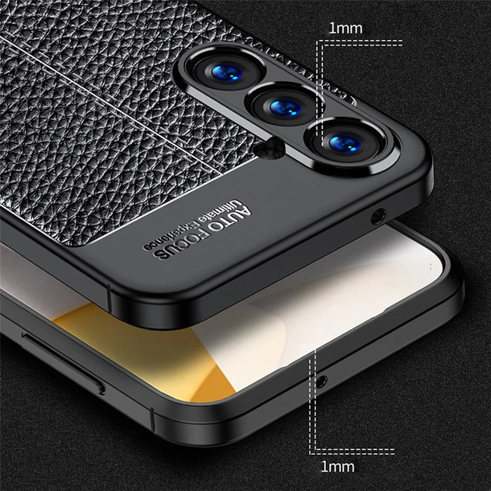 For Samsung Galaxy S23 FE Anti-scratch Phone Case Litchi Texture Phone TPU Cover - Blue - 4