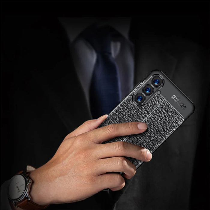 For Samsung Galaxy S23 FE Anti-scratch Phone Case Litchi Texture Phone TPU Cover - Blue - 6