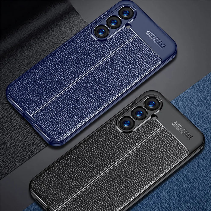 For Samsung Galaxy S23 FE Anti-scratch Phone Case Litchi Texture Phone TPU Cover - Blue - 7