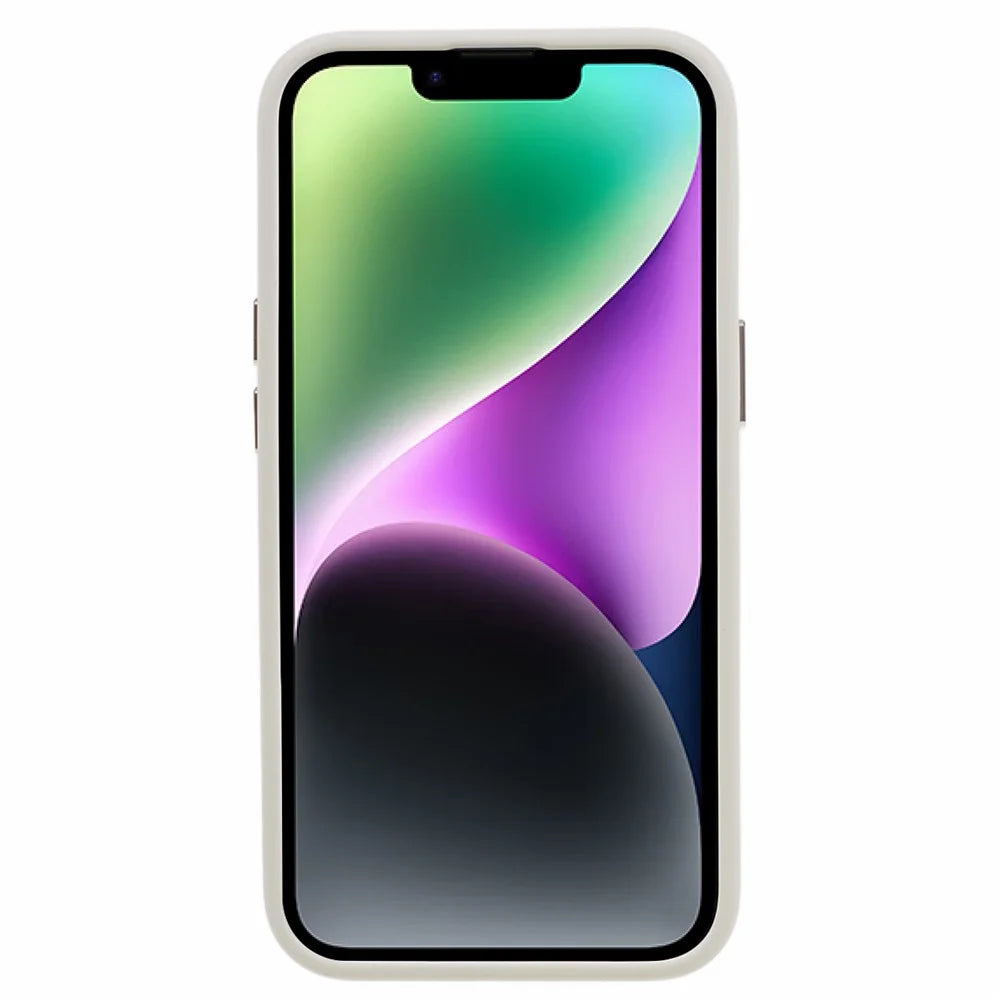 For iPhone 15 Liquid Silicone+PC Phone Cover Aluminum Alloy+Tempered Glass Lens Protection Back Case - Antique White - 2