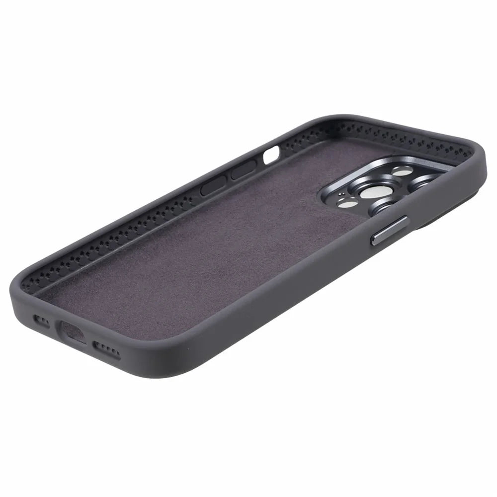 For iPhone 15 Pro Liquid Silicone+PC Back Case Aluminum Alloy+Tempered Glass Lens Protection Phone Cover - Grey - 6