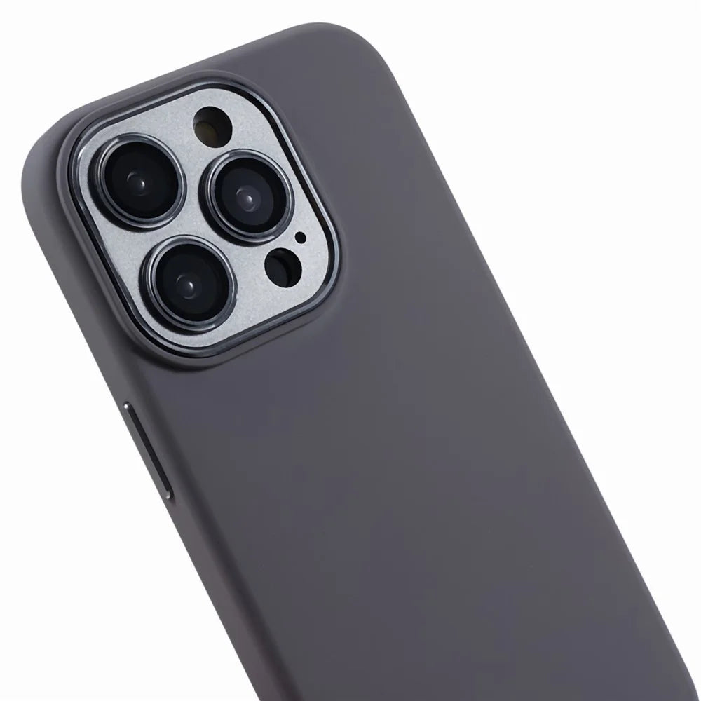 For iPhone 15 Pro Liquid Silicone+PC Back Case Aluminum Alloy+Tempered Glass Lens Protection Phone Cover - Grey - 7
