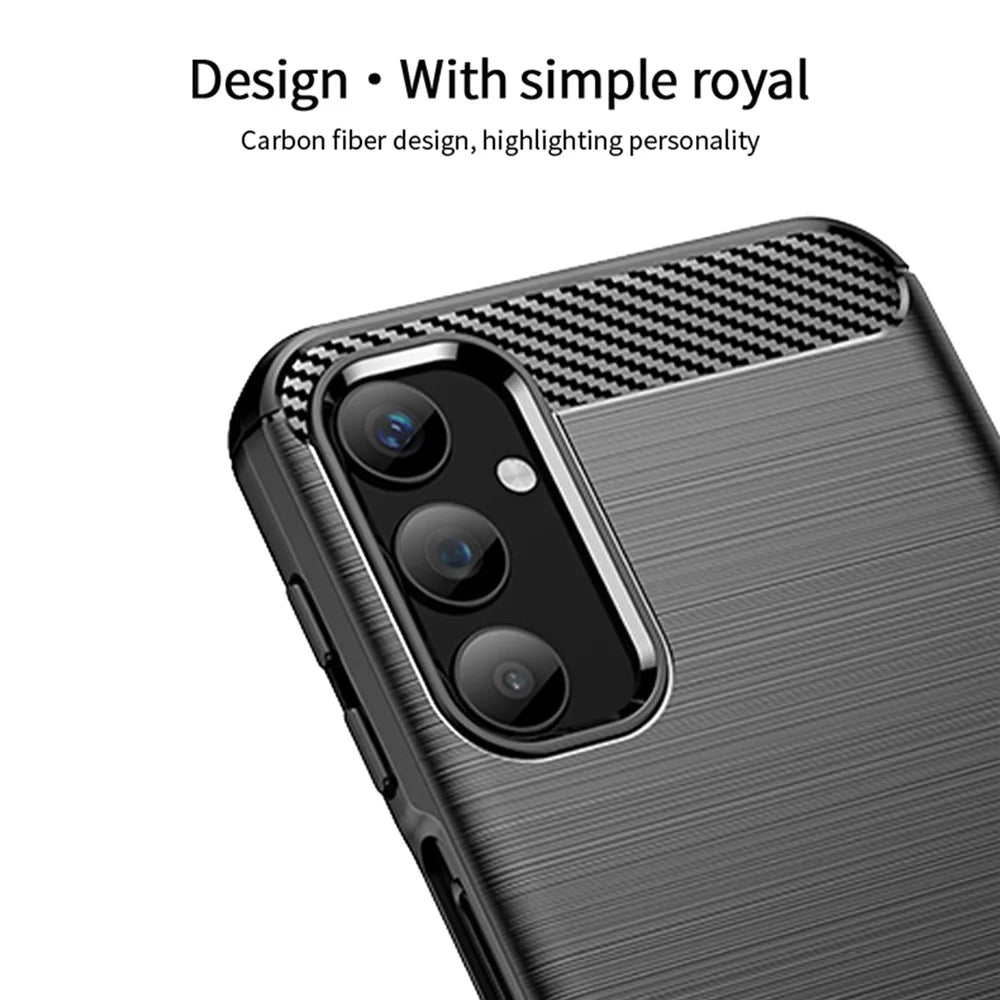 MOFI JK TPU Series-1 for Samsung Galaxy A25 5G (Global) (161.0 x 76.5 x 8.3mm) Phone Case Brushed Carbon Fiber Texture TPU Phone Cover - Black - 4