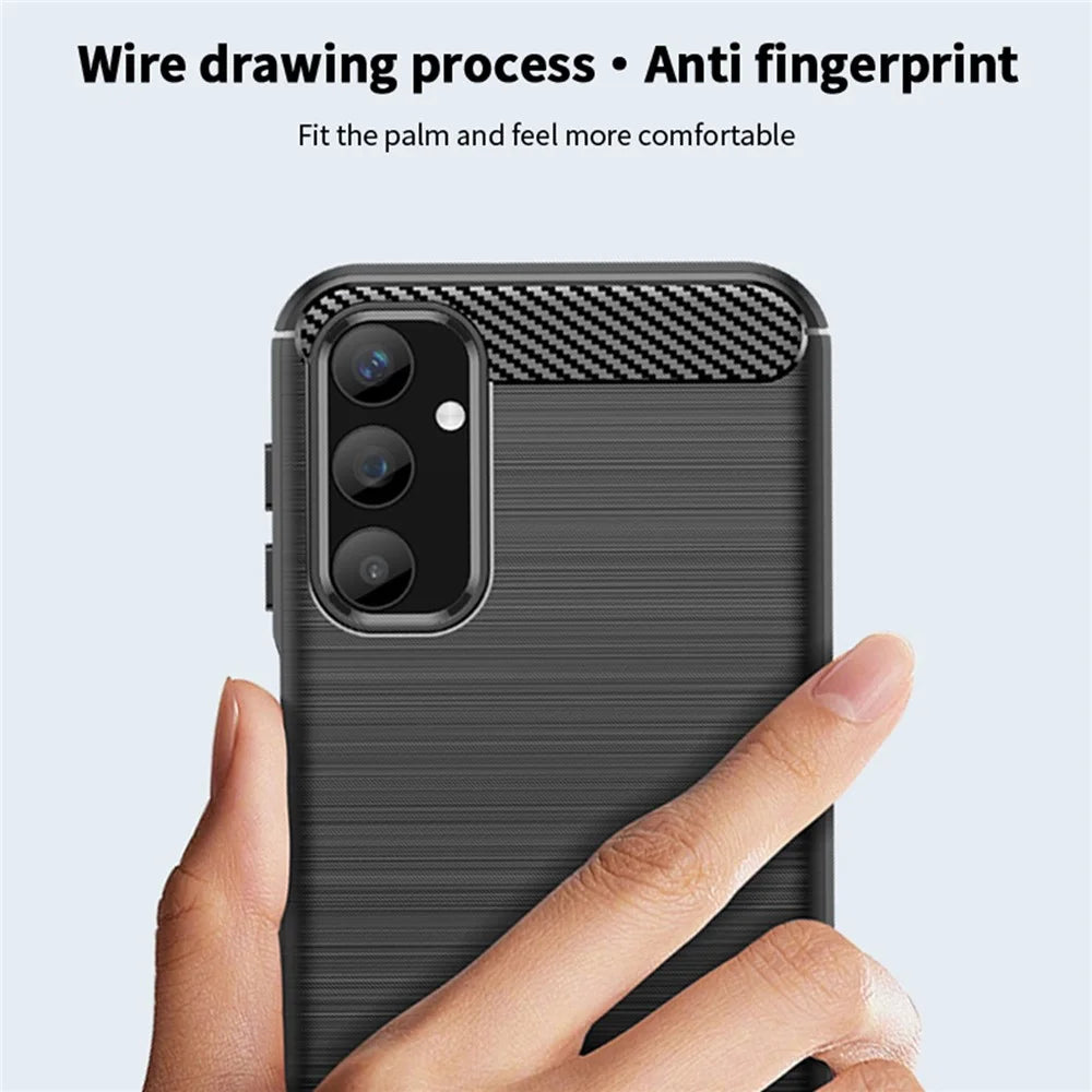 MOFI JK TPU Series-1 for Samsung Galaxy A25 5G (Global) (161.0 x 76.5 x 8.3mm) Phone Case Brushed Carbon Fiber Texture TPU Phone Cover - Black - 7