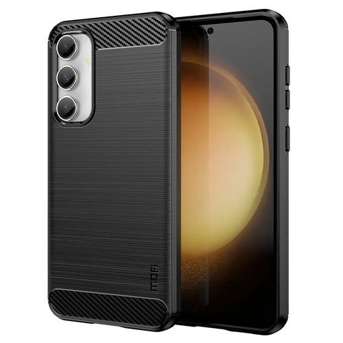 MOFI JK TPU Series-1 for Samsung Galaxy S23 FE Brushed Carbon Fiber Texture Phone Case Soft TPU Phone Shell Cover - Black - 1