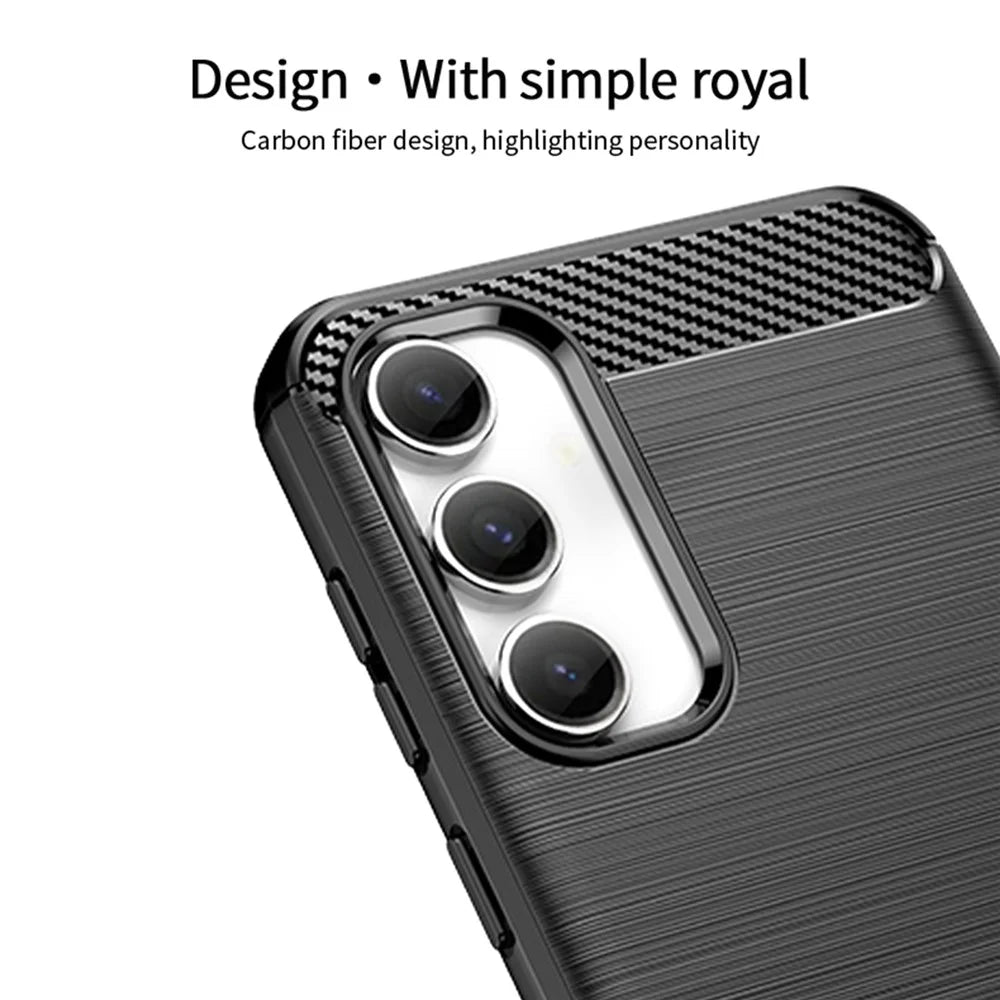 MOFI JK TPU Series-1 for Samsung Galaxy S23 FE Brushed Carbon Fiber Texture Phone Case Soft TPU Phone Shell Cover - Black - 4
