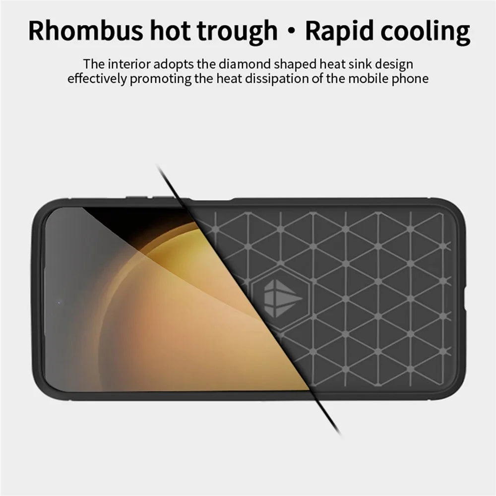MOFI JK TPU Series-1 for Samsung Galaxy S23 FE Brushed Carbon Fiber Texture Phone Case Soft TPU Phone Shell Cover - Black - 6