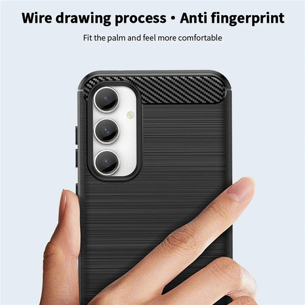 MOFI JK TPU Series-1 for Samsung Galaxy S23 FE Brushed Carbon Fiber Texture Phone Case Soft TPU Phone Shell Cover - Black - 7