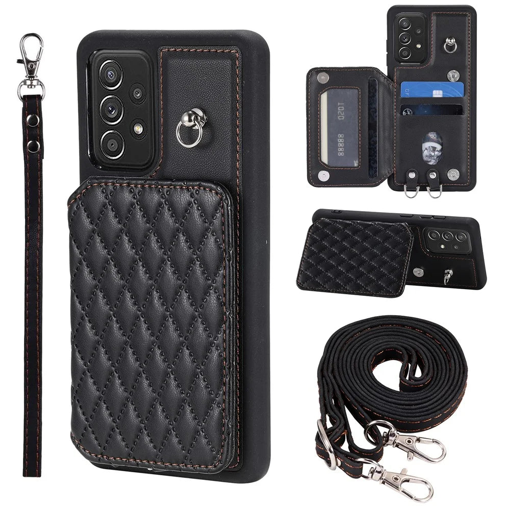 Style 008 For Samsung Galaxy A52 4G / A52 5G / A52s 5G RFID Blocking Phone Case Anti-Drop PU+TPU Phone Shell - Black - 1