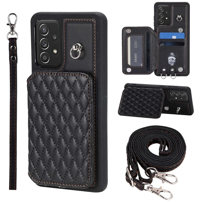 Style 008 For Samsung Galaxy A52 4G / A52 5G / A52s 5G RFID Blocking Phone Case Anti-Drop PU+TPU Phone Shell - Black - 1