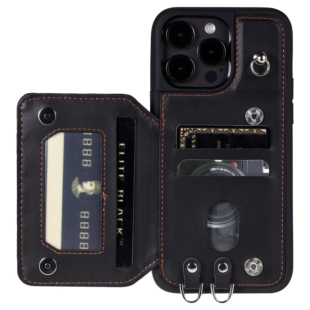 Style 008 For iPhone 14 Pro Max RFID Blocking Protective Case Anti-Scratch PU+TPU Phone Shell - Black - 2