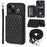 Style 008 For iPhone 15 Plus RFID Blocking Shockproof Case Anti-Drop PU+TPU Phone Shell with Straps - Black - 1
