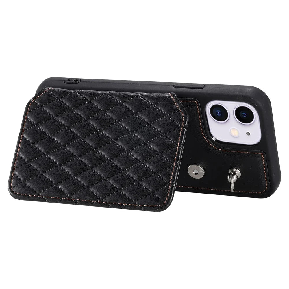 Style 008 Shockproof Case for iPhone 11 RFID Blocking Anti-Drop PU+TPU Phone Cover with Straps - Black - 4