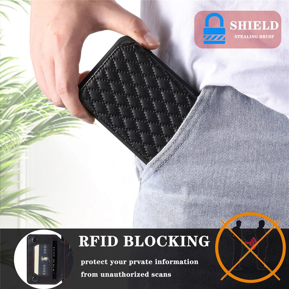 Style 008 Shockproof Case for iPhone 11 RFID Blocking Anti-Drop PU+TPU Phone Cover with Straps - Black - 5