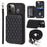 Style 008 For iPhone 12 / 12 Pro 6.1 inch Shockproof Phone Case RFID Blocking PU+TPU Phone Shell with Straps - Black - 1