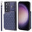 Style 008 For Samsung Galaxy S23 Ultra Leather Coated TPU Phone Cover RFID Blocking Card Holder Case - Blue - 1