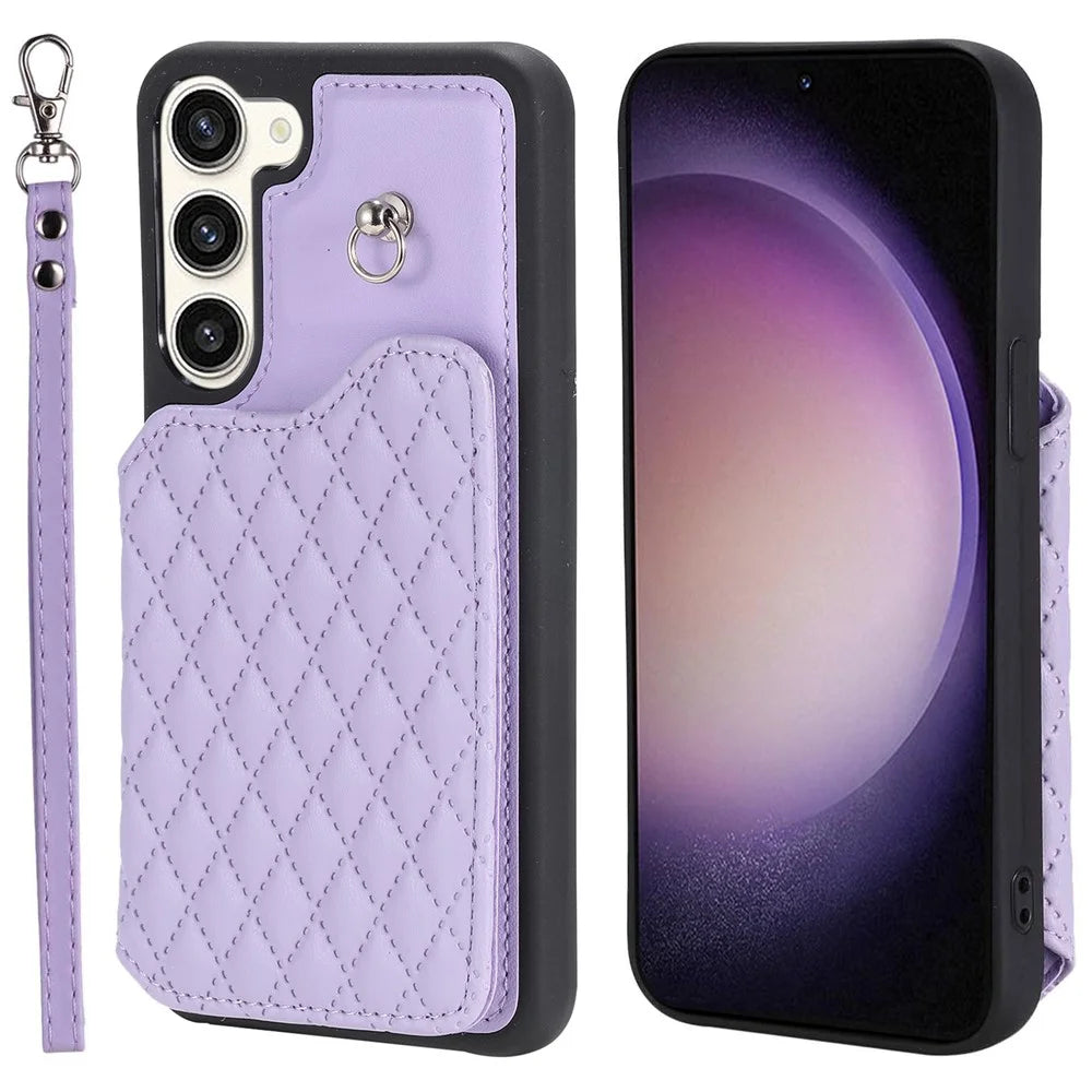 Style 008 For Samsung Galaxy S23+ RFID Blocking Case Drop Resistant PU+TPU Phone Shell - Purple - 1