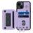 Style 008 For iPhone 15 Plus RFID Blocking Case Drop Resistant PU+TPU Phone Shell with Wrist Strap - Purple - 2