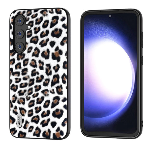 ABEEL For Samsung Galaxy S23 FE Leopard Texture Phone Case PU Leather+TPU+PC Anti-Drop Cover - Silver - 1