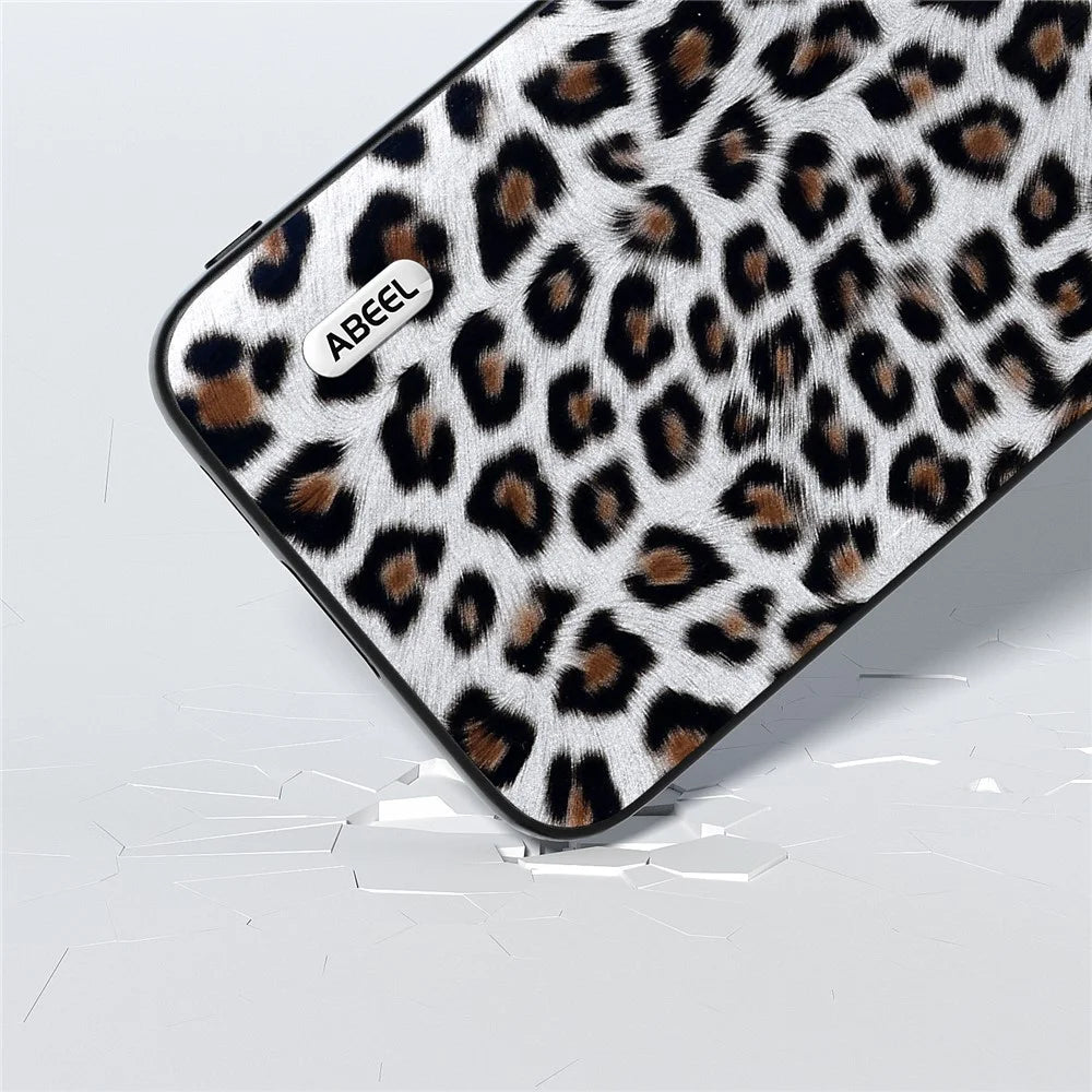 ABEEL For Samsung Galaxy S23 FE Leopard Texture Phone Case PU Leather+TPU+PC Anti-Drop Cover - Silver - 3