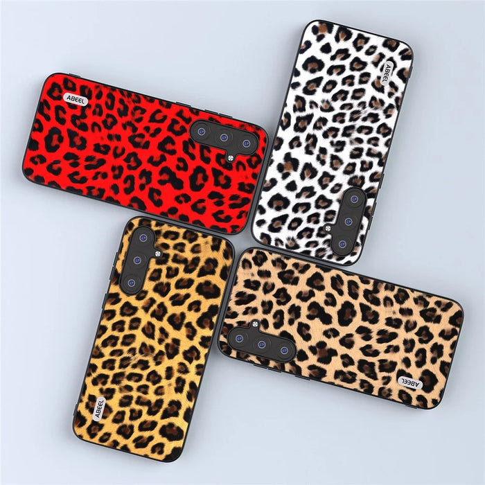ABEEL For Samsung Galaxy S23 FE Leopard Texture Phone Case PU Leather+TPU+PC Anti-Drop Cover - Silver - 5