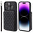 Style 008 Phone Cover for iPhone 14 Pro Max , PU Leather+TPU RFID Blocking Card Holder Kickstand Shell with Wrist Strap - Black - 1