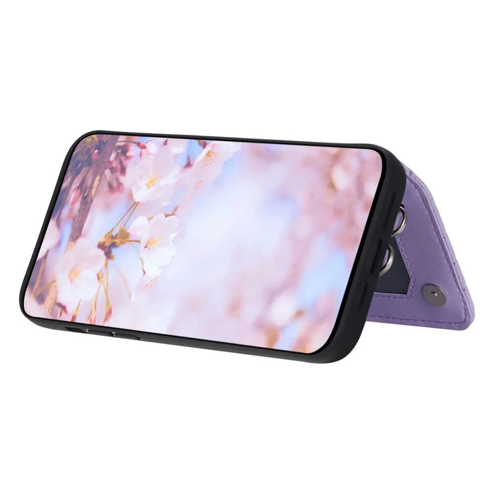 Style 008 Kickstand Phone Cover for iPhone 11 , PU Leather+TPU RFID Blocking Anti-drop Shell with Wrist Strap - Purple - 3