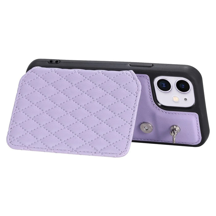 Style 008 Kickstand Phone Cover for iPhone 11 , PU Leather+TPU RFID Blocking Anti-drop Shell with Wrist Strap - Purple - 4