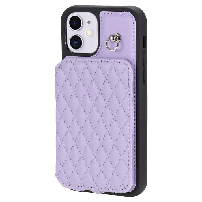 Style 008 Kickstand Phone Cover for iPhone 11 , PU Leather+TPU RFID Blocking Anti-drop Shell with Wrist Strap - Purple - 7