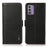 KHAZNEH For Nokia G42 Phone Case Wallet RFID Blocking Stand Litchi Texture Genuine Cow Leather Cover - Black - 1