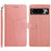 HT01 For Google Pixel 8 Pro Phone Cover Wallet Imprinted Y-shaped Line PU Leather Shell Phone Stand Case - Pink - 1