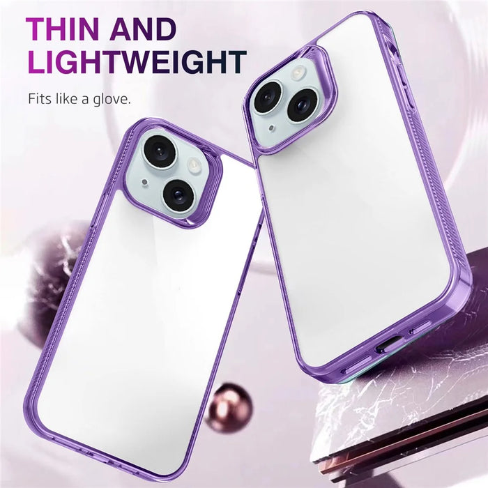 For iPhone 15 Plus HD Clear Case Anti-Scratch Smartphone Shell TPU+PC Phone Cover - Purple - 3