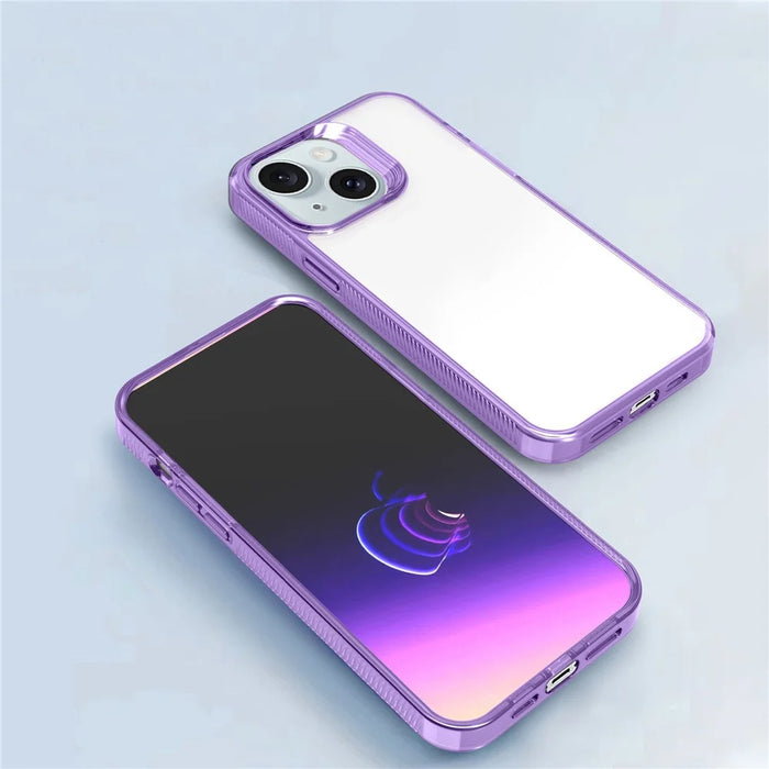 For iPhone 15 Plus HD Clear Case Anti-Scratch Smartphone Shell TPU+PC Phone Cover - Purple - 5