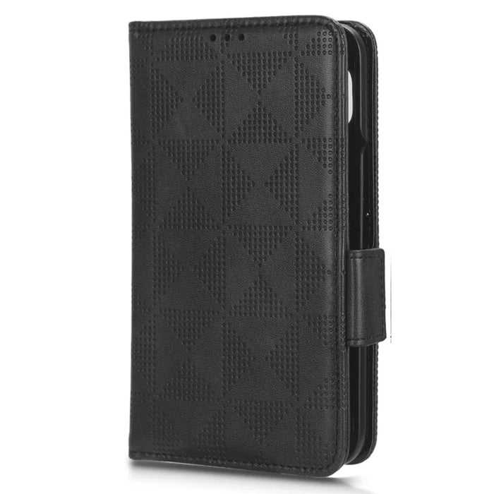 For Google Pixel Fold Phone Cover PU Leather Stand Wallet Imprinted Triangle Cell Phone Case Shell - Black - 6
